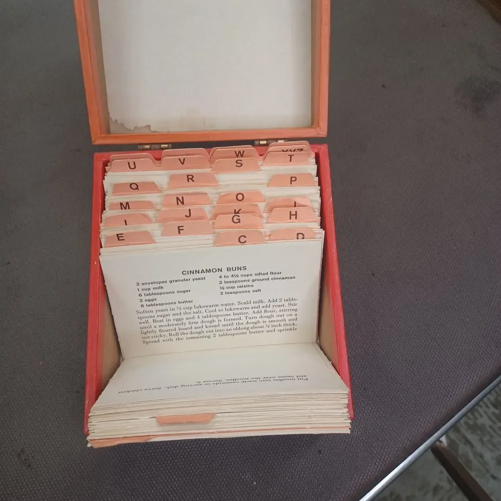 Vintage Life Recipe Card Box File Organizer Kitchen Storage Alphabetical Divider